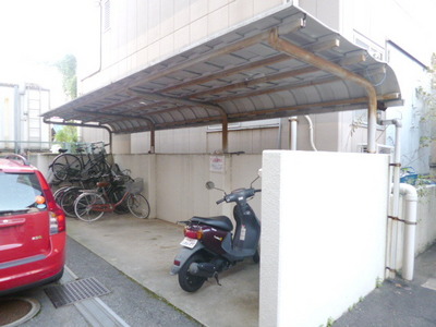Other common areas. Bicycle parking lot with a roof