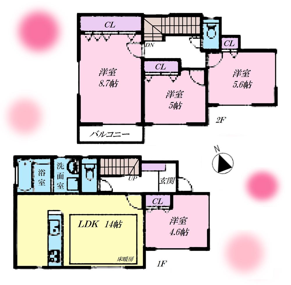 Floor plan. (1 Building), Price 34,800,000 yen, 4LDK, Land area 115.67 sq m , Building area 90.66 sq m
