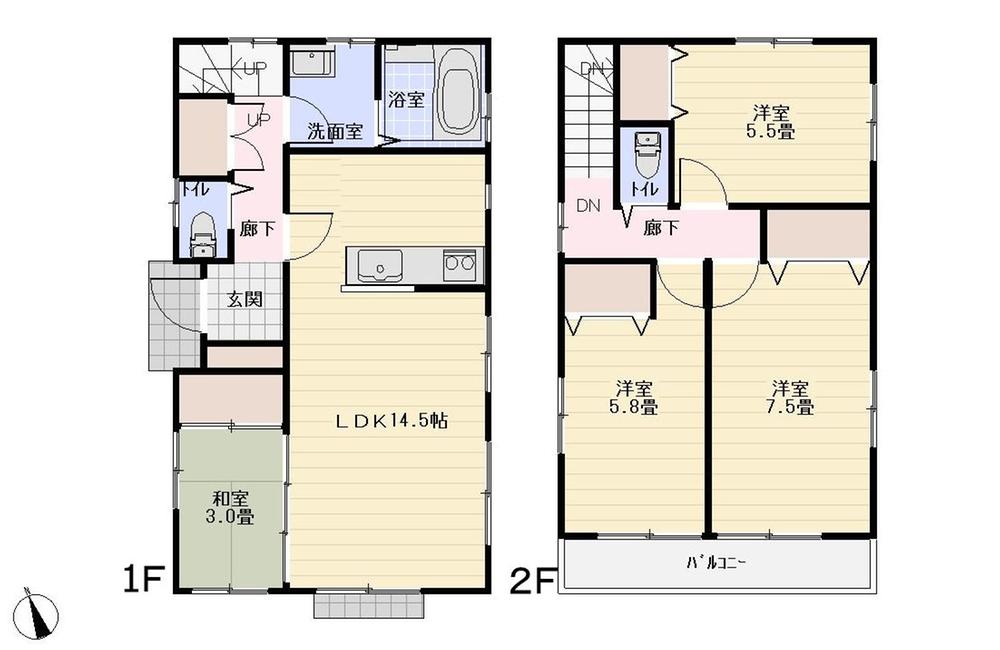 Floor plan. (5 Building), Price 35,800,000 yen, 3LDK+S, Land area 101.29 sq m , Building area 87.21 sq m