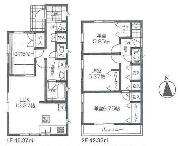 Floor plan. (3 Building), Price 33,800,000 yen, 4LDK, Land area 100.74 sq m , Building area 88.69 sq m