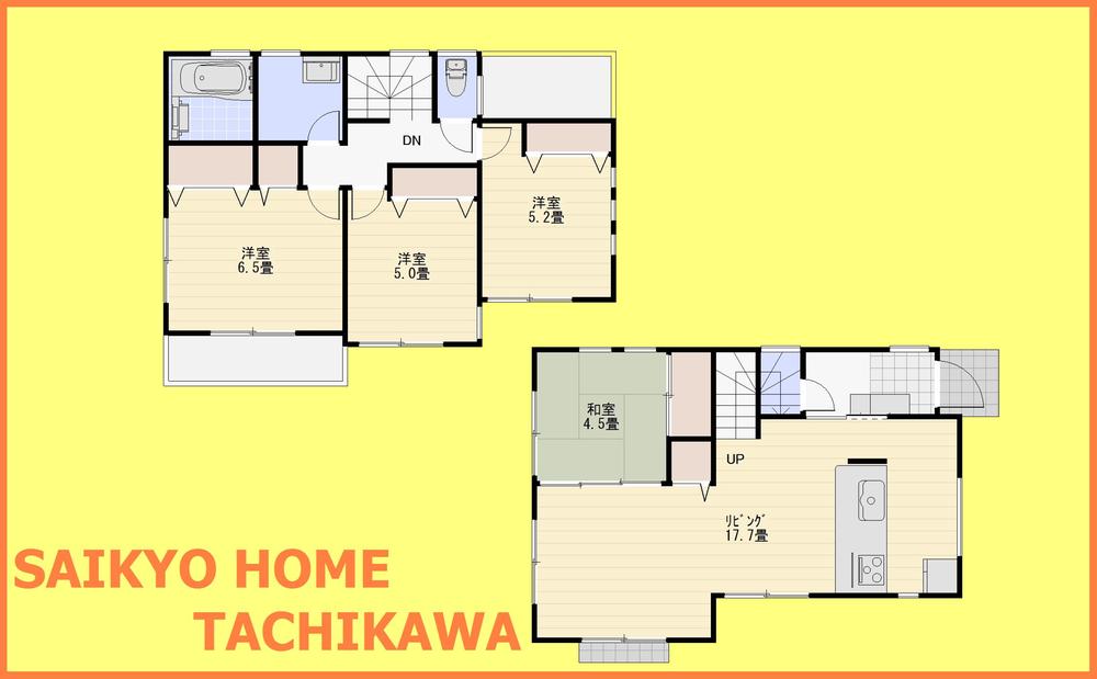 Floor plan. (1 Building), Price 38,800,000 yen, 4LDK, Land area 90.06 sq m , Building area 92.53 sq m