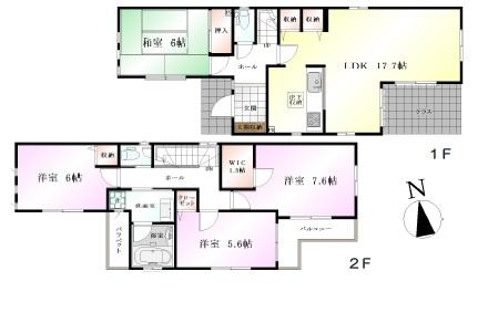 Floor plan. 45,800,000 yen, 4LDK, Land area 129.85 sq m , Spacious floor plan in the building area 102.88 sq m with a terrace is also attractive!