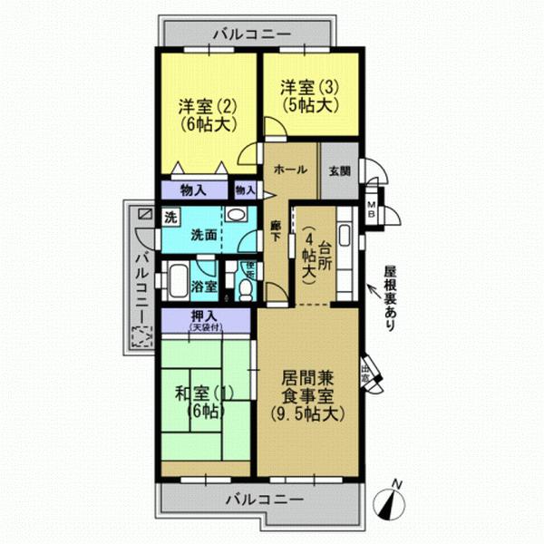 Floor plan. 3LDK, Price 18,800,000 yen, Occupied area 81.87 sq m , Balcony area 19.25 sq m