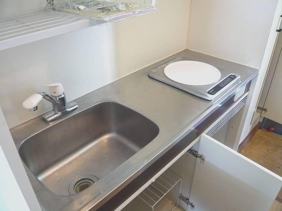 Kitchen. Countertop, A kitchen with a mini fridge