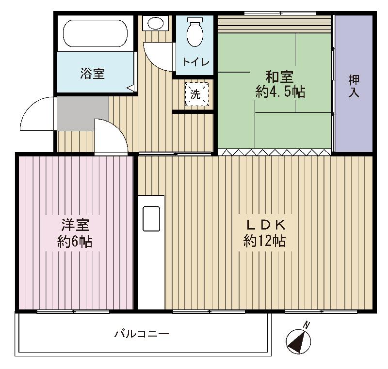 Floor plan. 2LDK, Price 10.9 million yen, Occupied area 48.85 sq m , Balcony area is 6 sq m easy-to-use 2LDK of floor plan.
