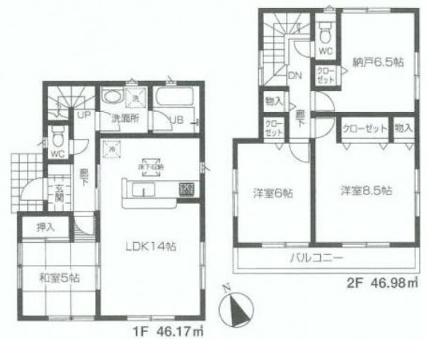 Floor plan. 39,800,000 yen, 4LDK, Land area 116.04 sq m , Building area 95.17 sq m