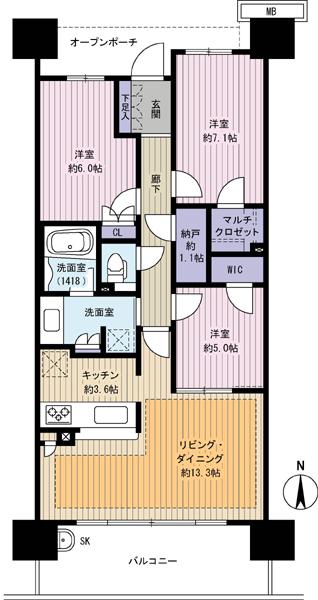 Floor plan. 3LDK + S (storeroom), Price 38,800,000 yen, Occupied area 80.25 sq m , Balcony area 12.9 sq m