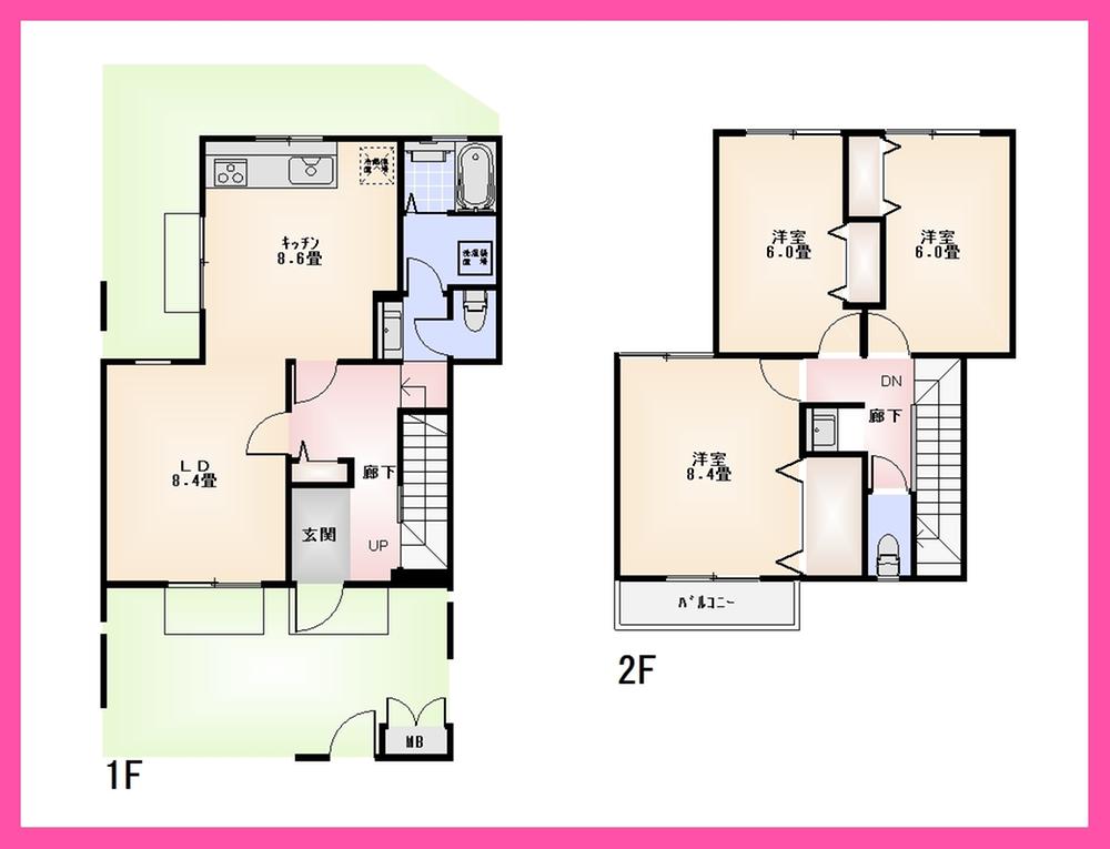 Floor plan. 3LDK, Price 27.3 million yen, Occupied area 92.26 sq m , Balcony area 4.14 sq m between the floor plan