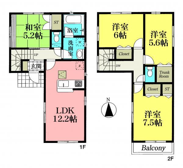 Floor plan. 31,800,000 yen, 4LDK, Land area 100.67 sq m , Building area 86.66 sq m