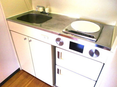 Kitchen. A kitchen with a refrigerator