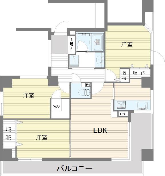 Floor plan. 3LDK, Price 24,800,000 yen, Occupied area 72.39 sq m , Balcony area 13.4 sq m mortgage deductible Property