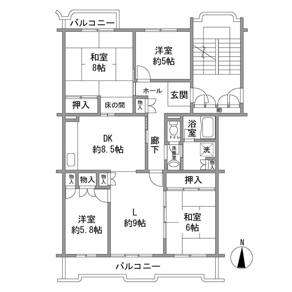 Floor plan. 4LDK, Price 19,800,000 yen, Footprint 98.3 sq m , Balcony area 14.5 sq m