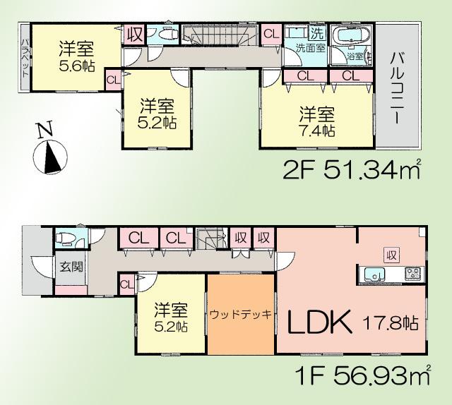 Floor plan. (3 Building), Price 46,800,000 yen, 4LDK, Land area 146.23 sq m , Building area 108.27 sq m