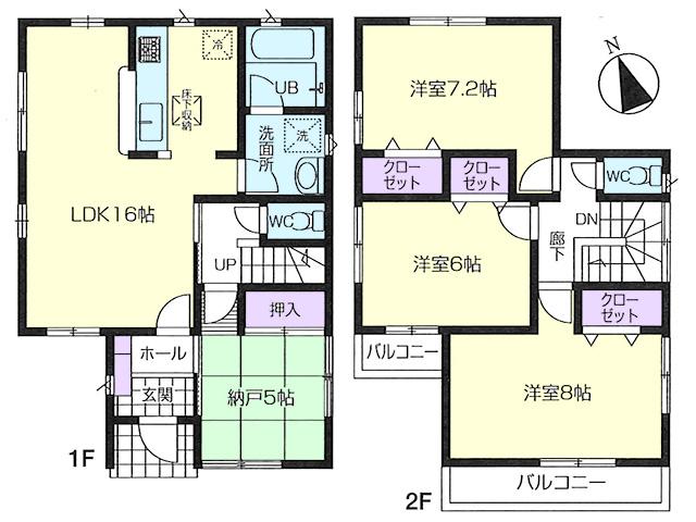 Floor plan. (1 Building), Price 40,800,000 yen, 4LDK, Land area 116.04 sq m , Building area 95.17 sq m