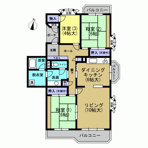 Floor plan. 3LDK, Price 21,800,000 yen, Footprint 87.9 sq m , Balcony area 12.27 sq m