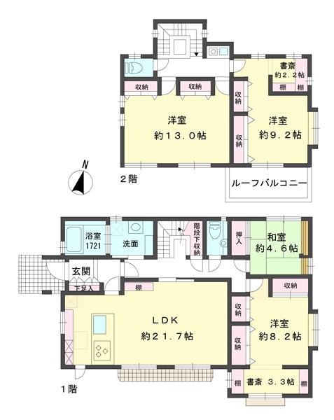 Floor plan. 68 million yen, 4LDK + 2S (storeroom), Land area 252.87 sq m , Building area 151.22 sq m