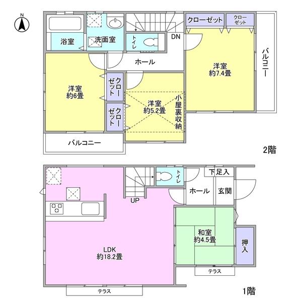 Floor plan. 44,800,000 yen, 4LDK, Land area 124.79 sq m , Building area 94.77 sq m