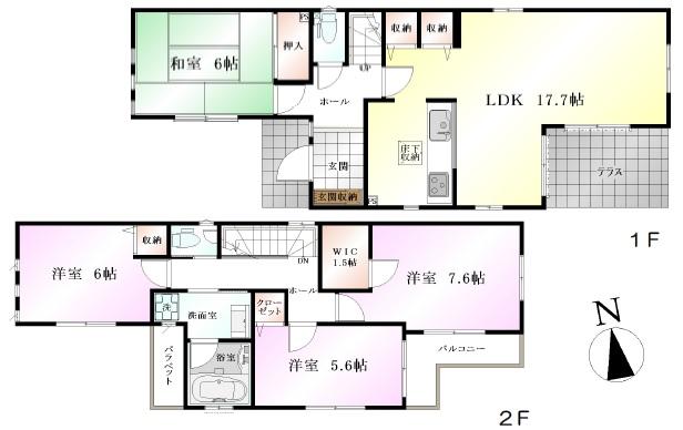 Floor plan. (4 Building), Price 47,300,000 yen, 4LDK, Land area 154.43 sq m , Building area 102.88 sq m