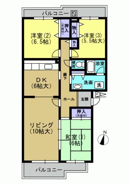 Floor plan. 3LDK, Price 23.8 million yen, Occupied area 85.44 sq m , Balcony area 15.4 sq m