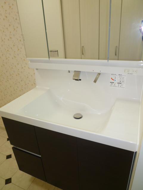 Wash basin, toilet. Bathroom vanity