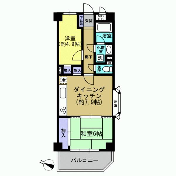 Floor plan. 2DK, Price 8.5 million yen, Occupied area 47.25 sq m , Balcony area 6.52 sq m