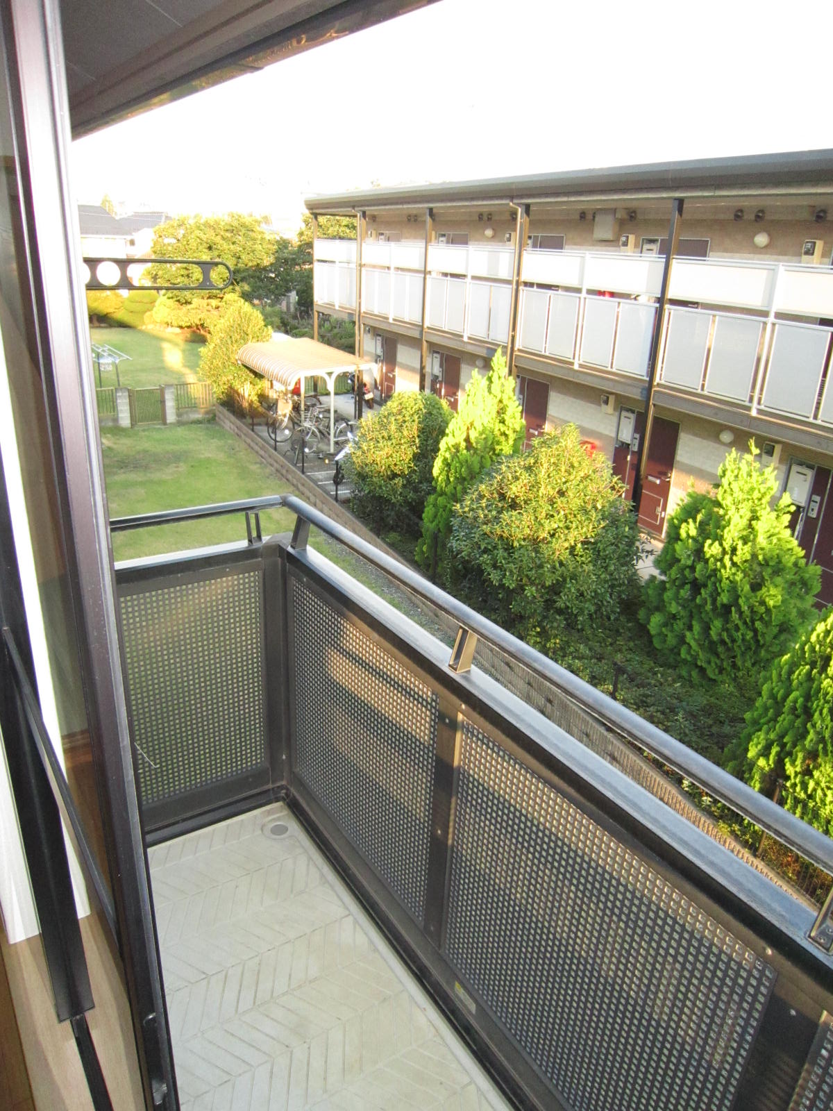 Balcony. With futon also easy to dry handrail