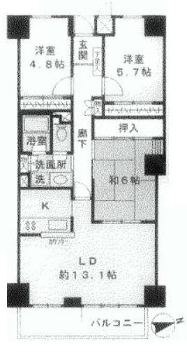 Floor plan. 3LDK, Price 37,800,000 yen, Occupied area 76.56 sq m , Balcony area 7.41 sq m