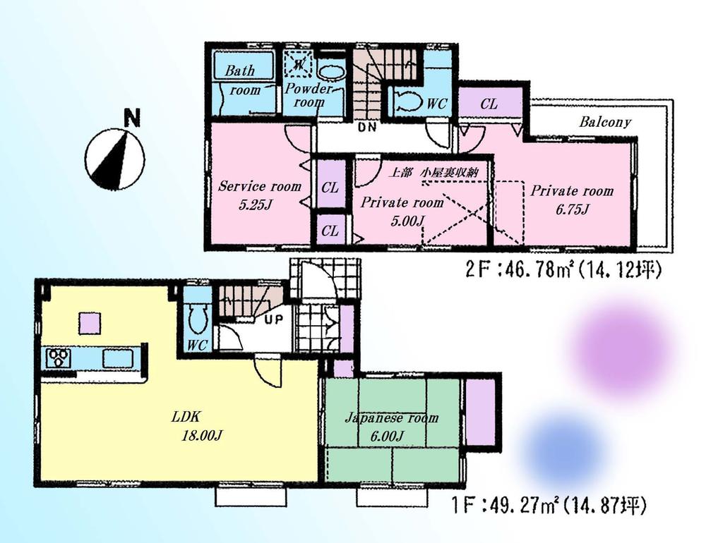 Floor plan. (1 Building), Price 36,800,000 yen, 4LDK, Land area 82.73 sq m , Building area 96.05 sq m
