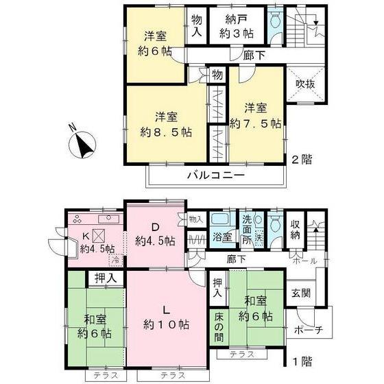 Floor plan. 53,800,000 yen, 5LDK+S, Land area 355.49 sq m , Building area 134.93 sq m