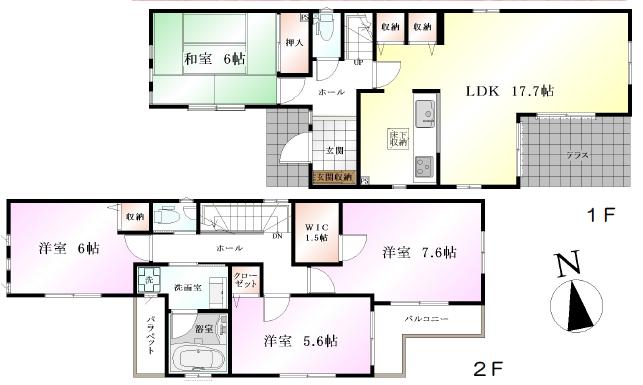Floor plan. (4 Building), Price 47,300,000 yen, 4LDK, Land area 154.43 sq m , Building area 102.88 sq m
