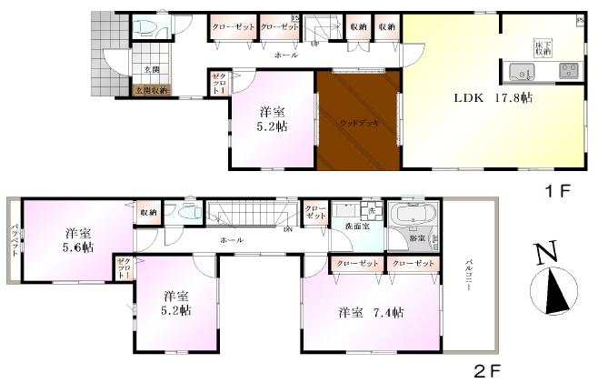 Floor plan. (3 Building), Price 46,800,000 yen, 4LDK, Land area 146.23 sq m , Building area 108.27 sq m