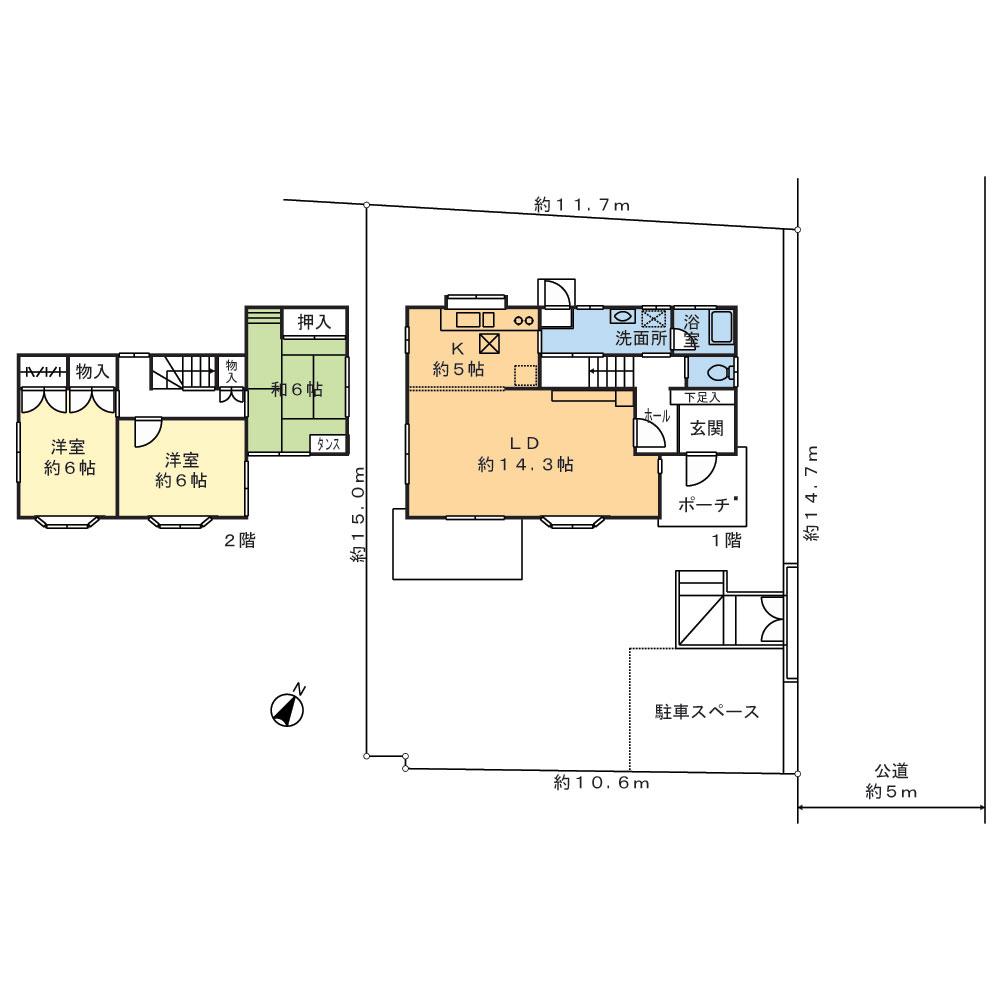 Floor plan. 22,800,000 yen, 3LDK, Land area 176.05 sq m , Building area 90.1 sq m