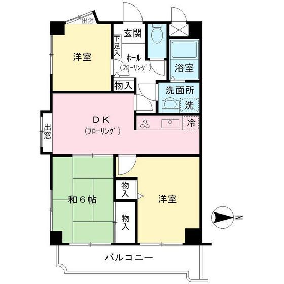 Floor plan. 3DK, Price 13.5 million yen, Occupied area 57.96 sq m