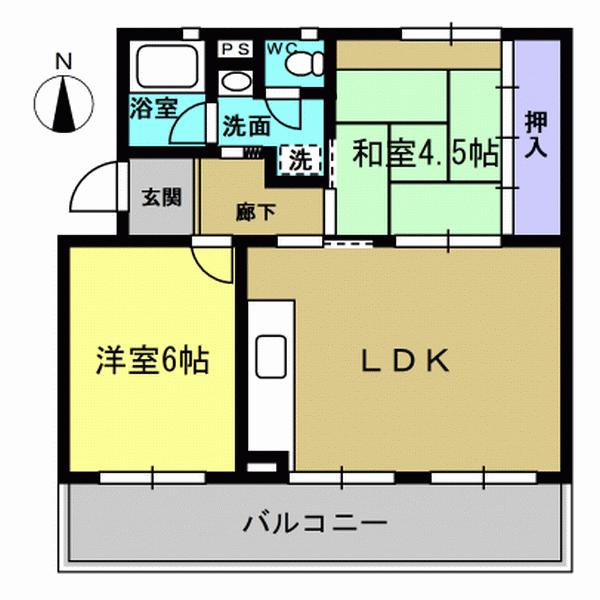 Floor plan. 2LDK, Price 10.8 million yen, Occupied area 54.38 sq m , Balcony area 9.02 sq m