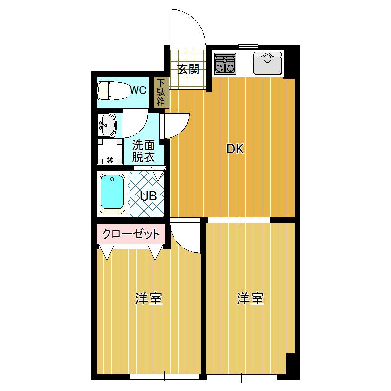 Floor plan. 2DK, Price 8.7 million yen, Footprint 0.4 sq m