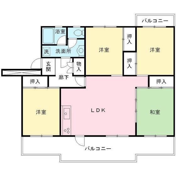 Floor plan. 4LDK, Price 14.8 million yen, Occupied area 91.07 sq m , Balcony area 16.96 sq m