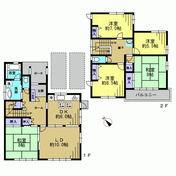 Floor plan. 42,800,000 yen, 5LDK, Land area 221.97 sq m , Building area 134.81 sq m