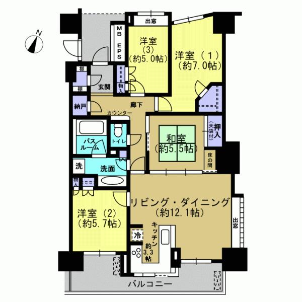 Floor plan. 4LDK, Price 42,800,000 yen, Occupied area 89.06 sq m , Balcony area 11.18 sq m