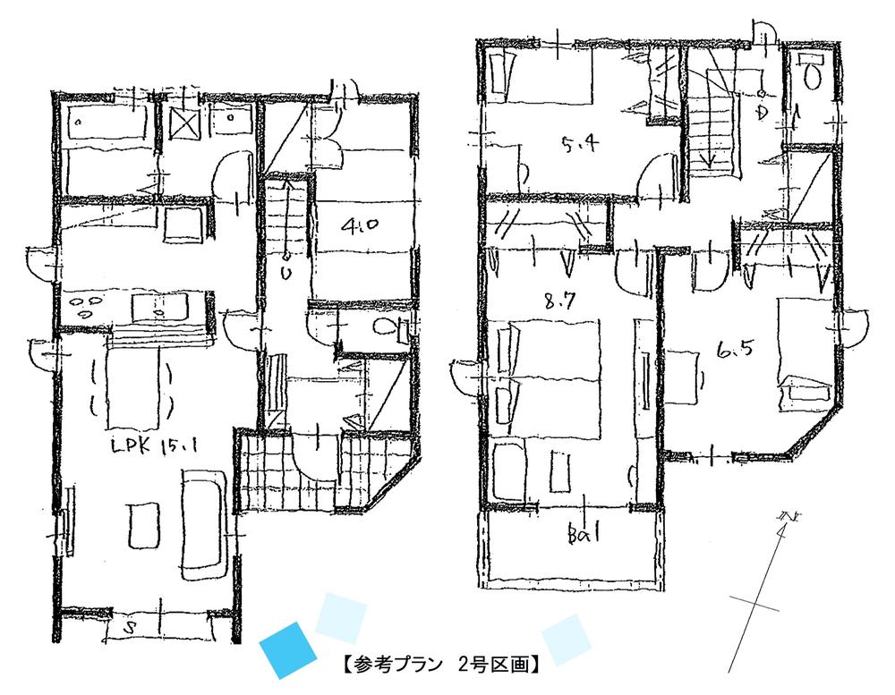 Building plan example (floor plan). Building plan example (No.2) 4LDK, Land price 32,300,000 yen, Land area 97.09 sq m , Building price 14.5 million yen, Building area 96.67 sq m