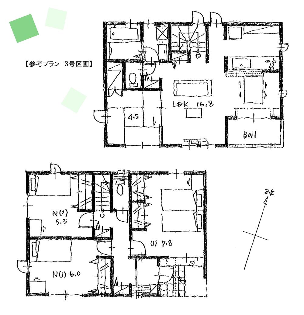Building plan example (floor plan). Building plan example (No.3) 4LDK, Land price 27,700,000 yen, Land area 97.78 sq m , Building price 14.1 million yen, Building area 94.39 sq m