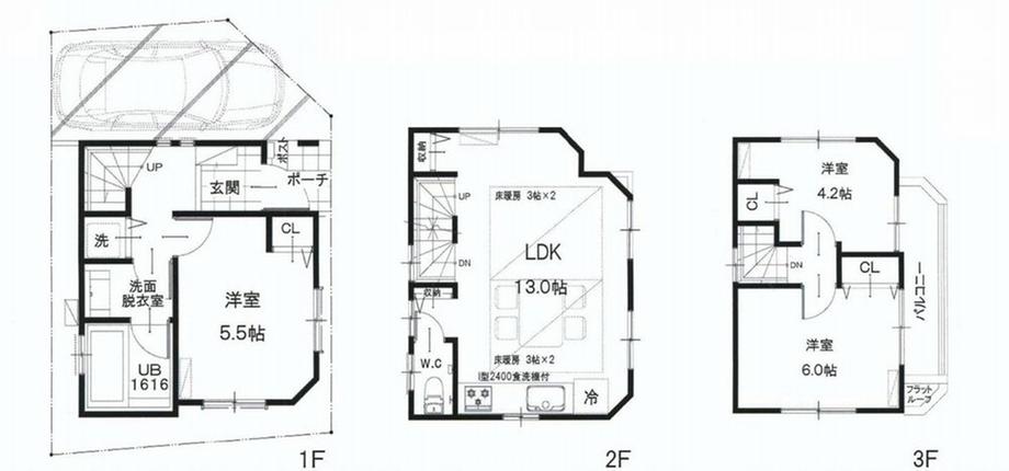 Floor plan. 42,800,000 yen, 3LDK, Land area 43.42 sq m , Building area 67.07 sq m