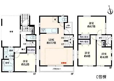 Floor plan. 54,800,000 yen, 4LDK, Land area 57.37 sq m , Building area 101.96 sq m