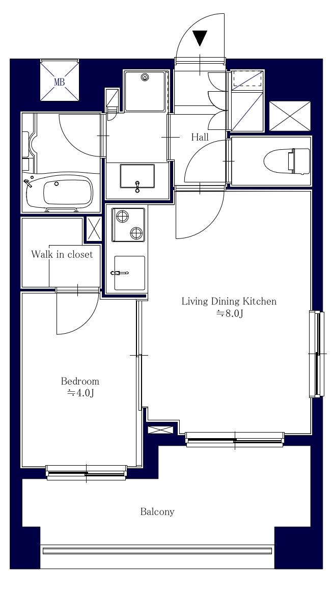Floor plan. 1LDK, Price 27 million yen, Occupied area 31.57 sq m , Balcony area 8 sq m