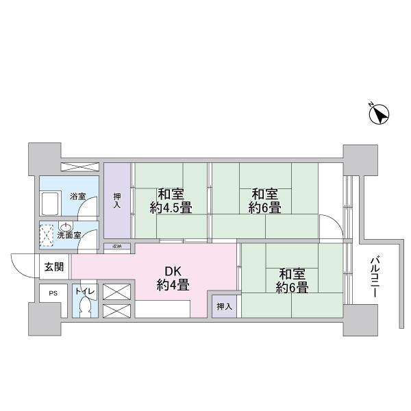 Floor plan. 3DK, Price 17.8 million yen, Occupied area 51.13 sq m , Balcony area 4.86 sq m