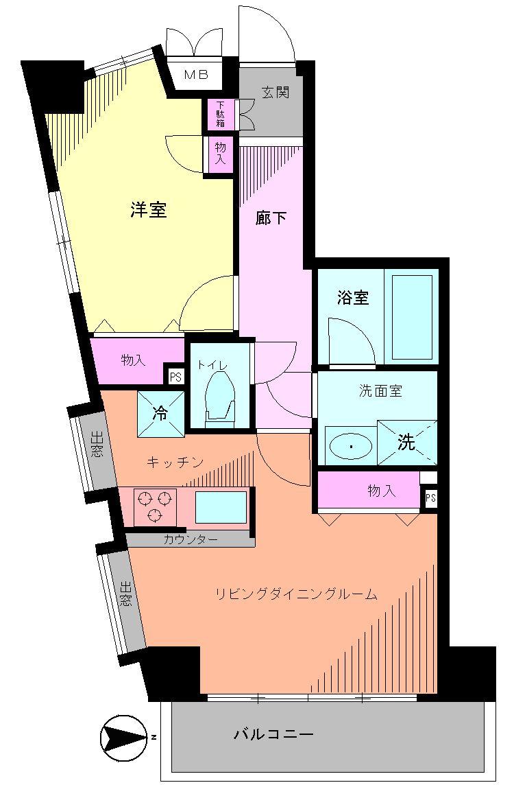 Floor plan. 1LDK, Price 21 million yen, Occupied area 39.11 sq m , Balcony area 5.01 sq m Floor