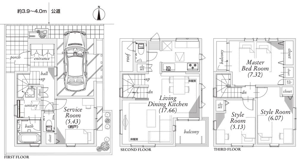 Floor plan. (A Building), Price 55,800,000 yen, 3LDK+S, Land area 62.88 sq m , Building area 109.29 sq m