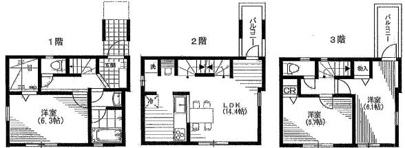 Compartment view + building plan example. Building plan example, Land price 35,900,000 yen, Land area 63.88 sq m , Building price 2,000 yen, Building area 77.82 sq m