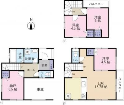 Floor plan. 45,800,000 yen, 3LDK + S (storeroom), Land area 65.22 sq m , Building area 95.72 sq m
