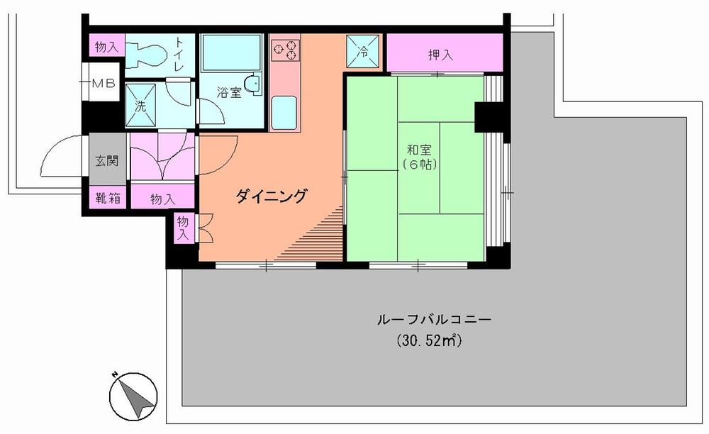 Floor plan. 1DK, Price 14.8 million yen, Occupied area 33.15 sq m Floor