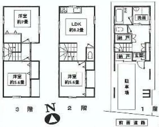 Floor plan. 49,980,000 yen, 3DK + S (storeroom), Land area 54.01 sq m , Building area 90.88 sq m floor plan